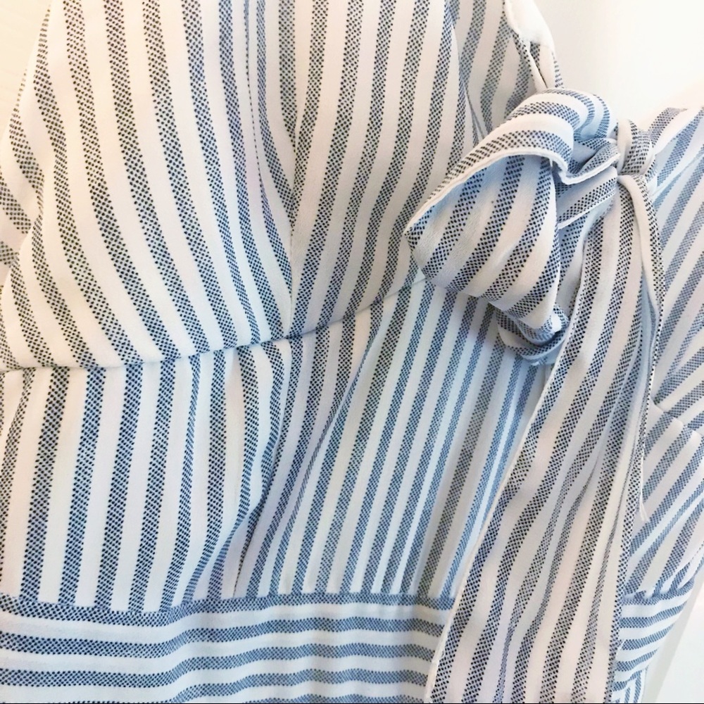 Pinstripe Culotte Tie-Front Jumpsuit - Picture 2 of 3